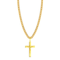 Colar Crucifixo Jesus Na Cruz 3D - Corrente Lacraia Banhado A Ouro 18k