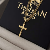 Colar Crucifixo Jesus Na Cruz 3D - Corrente Lacraia Banhado A Ouro 18k
