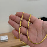 Corrente Grumet Flat 3mm 14gr Fecho Lagosta Banhado A Ouro 18k