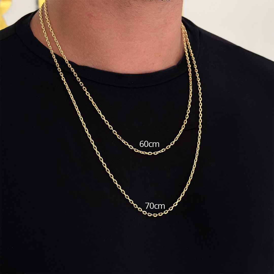 Corrente Cadeado 2mm 11gr Fecho Bomba Banhado A Ouro 18k