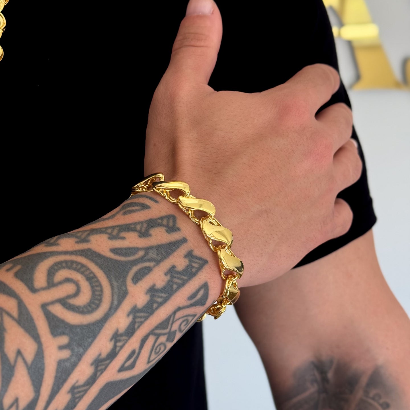 Pulseira Friso S 12mm 41gr Fecho Duplo Banhado A Ouro 18k