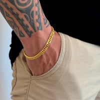 Kit Corrente e Pulseira Lacraia 10mm Fecho Duplo Banhado A Ouro 18k