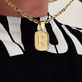 Colar Plaquinha De Letra - Corrente Cadeado Banhado A Ouro 18k