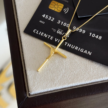 Pingente Crucifixo Palito M 4x2cm Banhado A Ouro 18k