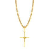 Colar Crucifixo Palito M - Corrente Lacraia Banhado A Ouro 18k