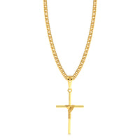 Colar Crucifixo Palito M - Corrente Lacraia Banhado A Ouro 18k