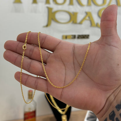 Corrente Cadeado 1,5mm 4gr Fecho Lagosta Banhado A Ouro 18k