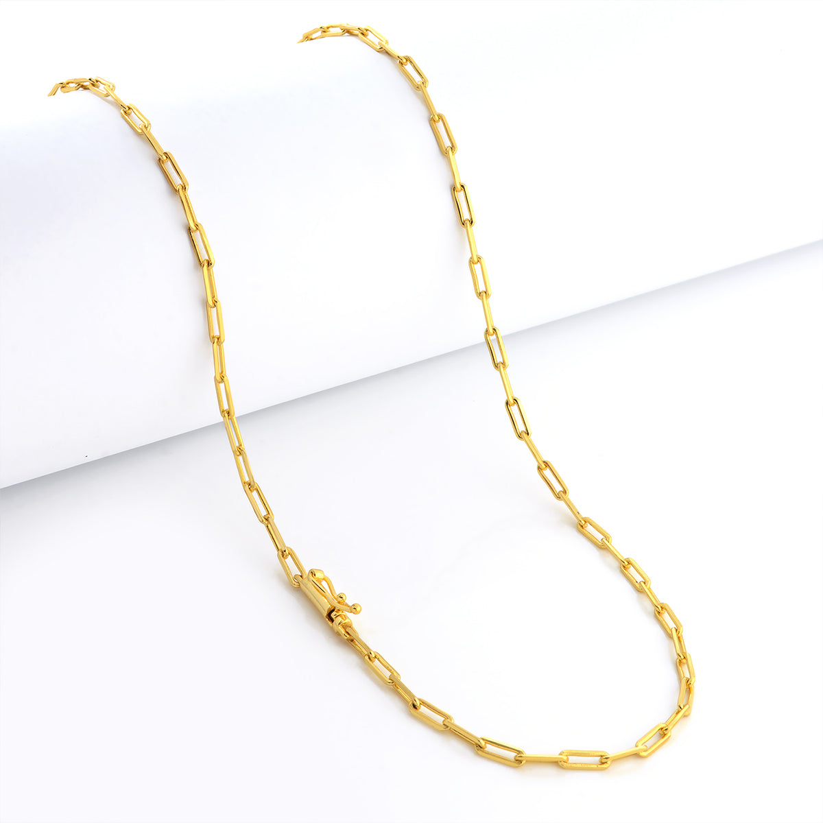 Corrente Cadeado Alongado 2mm 8gr Fecho Bomba Banhado A Ouro 18k
