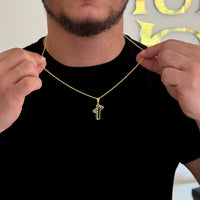 Colar Crucifixo 3D - Corrente Cadeado Banhado A Ouro 18k