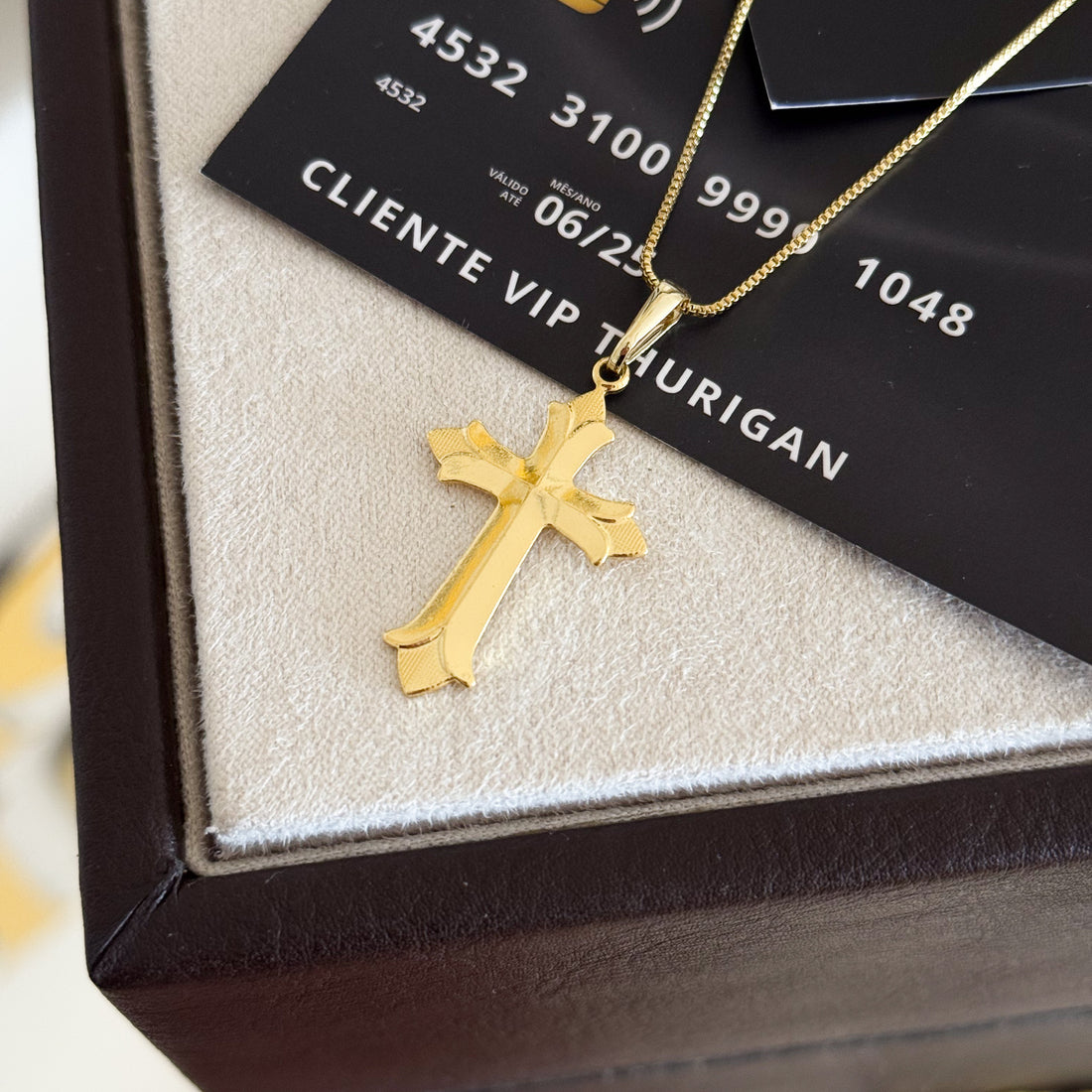 Pingente Crucifixo Português 3,5x2cm Banhado A Ouro 18k