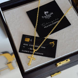 Colar Crucifixo Português - Corrente Cadeado Banhado A Ouro 18k