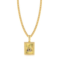 Colar Plaquinha N. Sra. Aparecida Detalhado Cravejado P - Corrente Lacraia Banhado A Ouro 18k