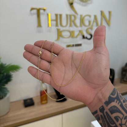 Corrente Elo Português 1,5mm 4gr Fecho Lagosta Banhado A Ouro 18k