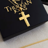 Colar Crucifixo Em Alto Relevo - Corrente Cadeado Alongado e Pulseira Grumet Flat Banhado A Ouro 18k
