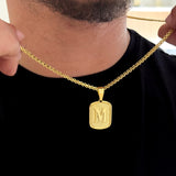 Colar Plaquinha De Letra - Corrente Cadeado Duplo Banhado A Ouro 18k