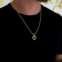 Colar Medalha Com Crucifixo - Corrente Baiana Banhado A Ouro 18k