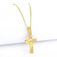 Pingente Crucifixo Face de Cristo Cravejado P 2,5x1,5cm Banhado A Ouro 18k