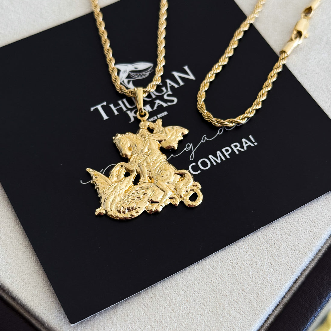 Colar São Jorge - Corrente e Pulseira Baiana Banhado A Ouro 18k