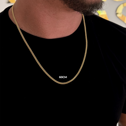 Colar Crucifixo Palito M - Corrente Lacraia Banhado A Ouro 18k