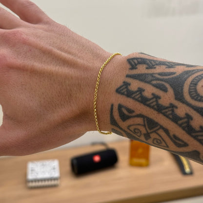 Kit Corrente e Pulseira Elo Português 1,5mm Fecho Lagosta Banhado A Ouro 18k