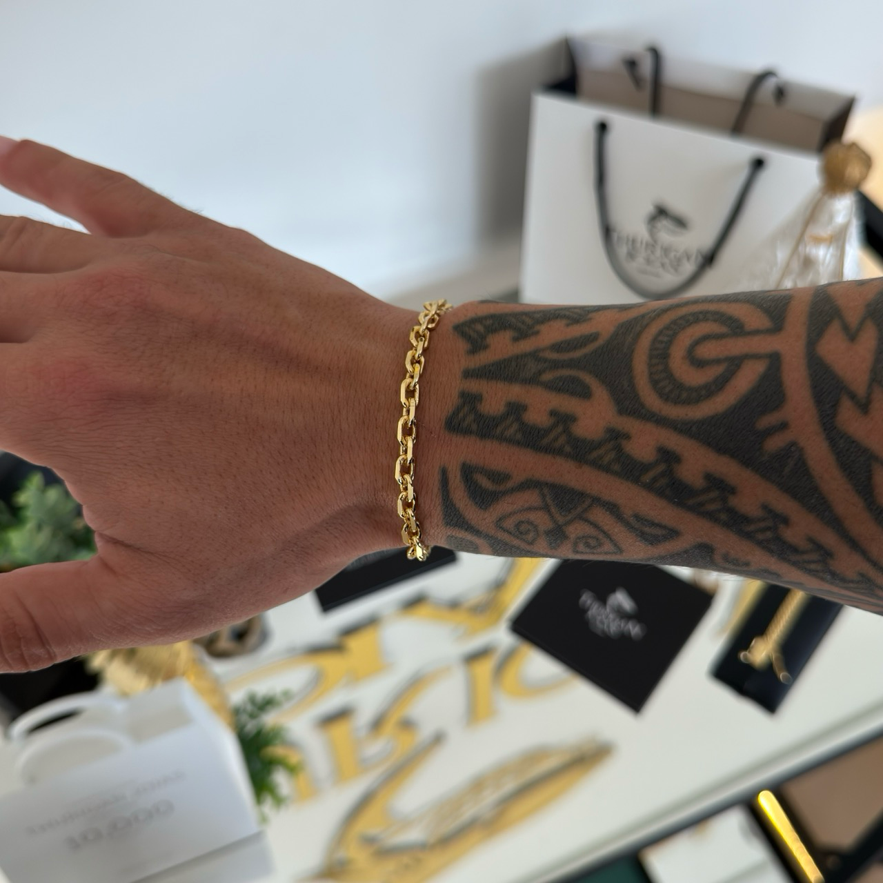 Pulseira Cadeado 5mm 14gr Fecho Bomba Banhado A Ouro 18k