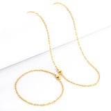 Kit Corrente e Pulseira Cadeado Alongado 1,5mm Fecho Lagosta Banhado A Ouro 18k