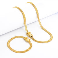 Kit Corrente e Pulseira Grumet Dupla 7mm Fecho Duplo Banhado A Ouro 18k