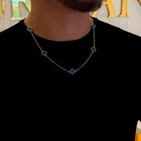 Kit Corrente e Pulseira Elo Português 2mm Trevo Topázio Banhado A Ouro 18k