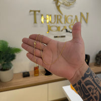 Corrente Veneziana 0,8mm 4gr Fecho Lagosta Banhado A Ouro 18k