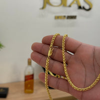 Corrente Palmeira 3mm 37gr Fecho Bomba Banhado A Ouro 18k