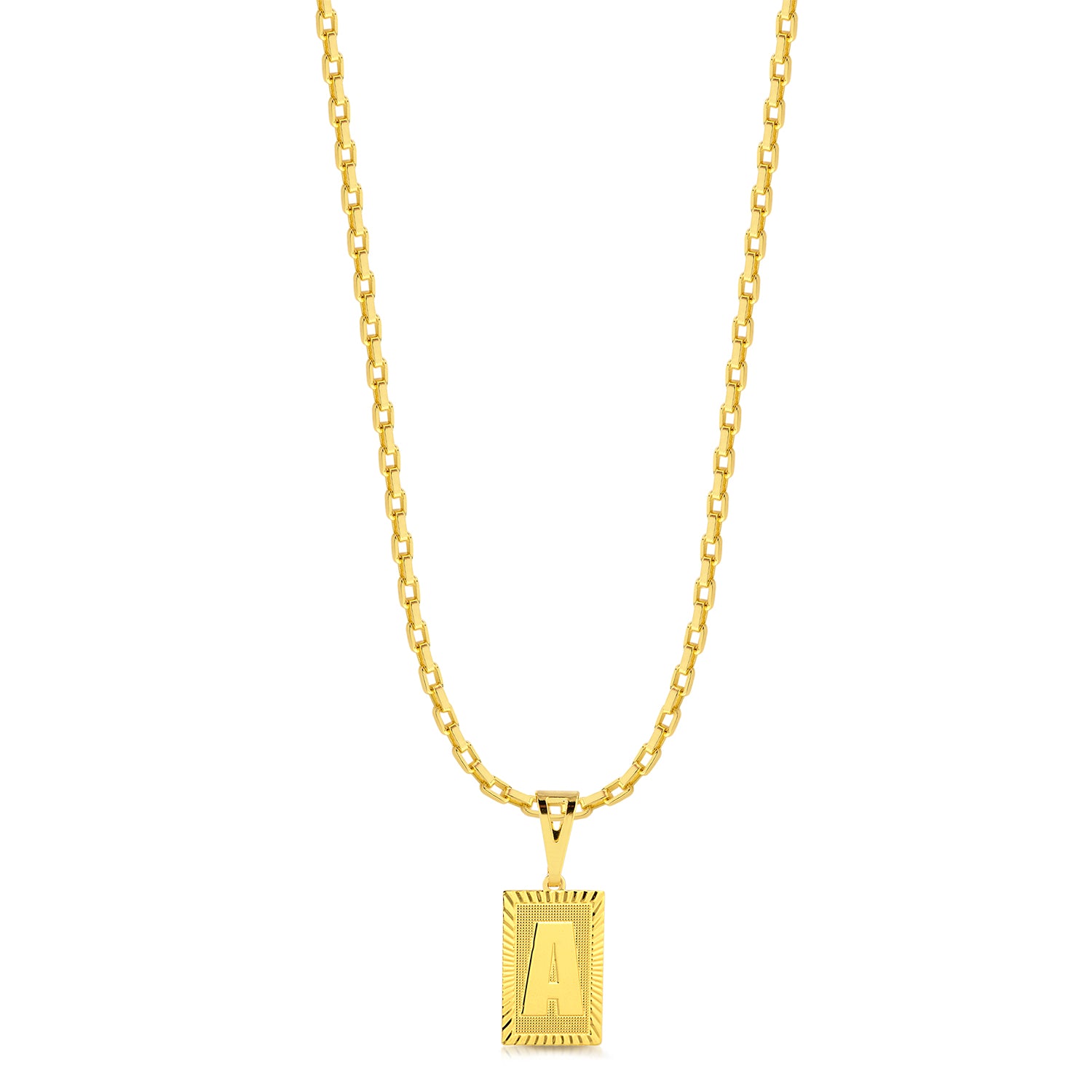 Colar Plaquinha De Letra - Corrente Veneziana Banhado A Ouro 18k