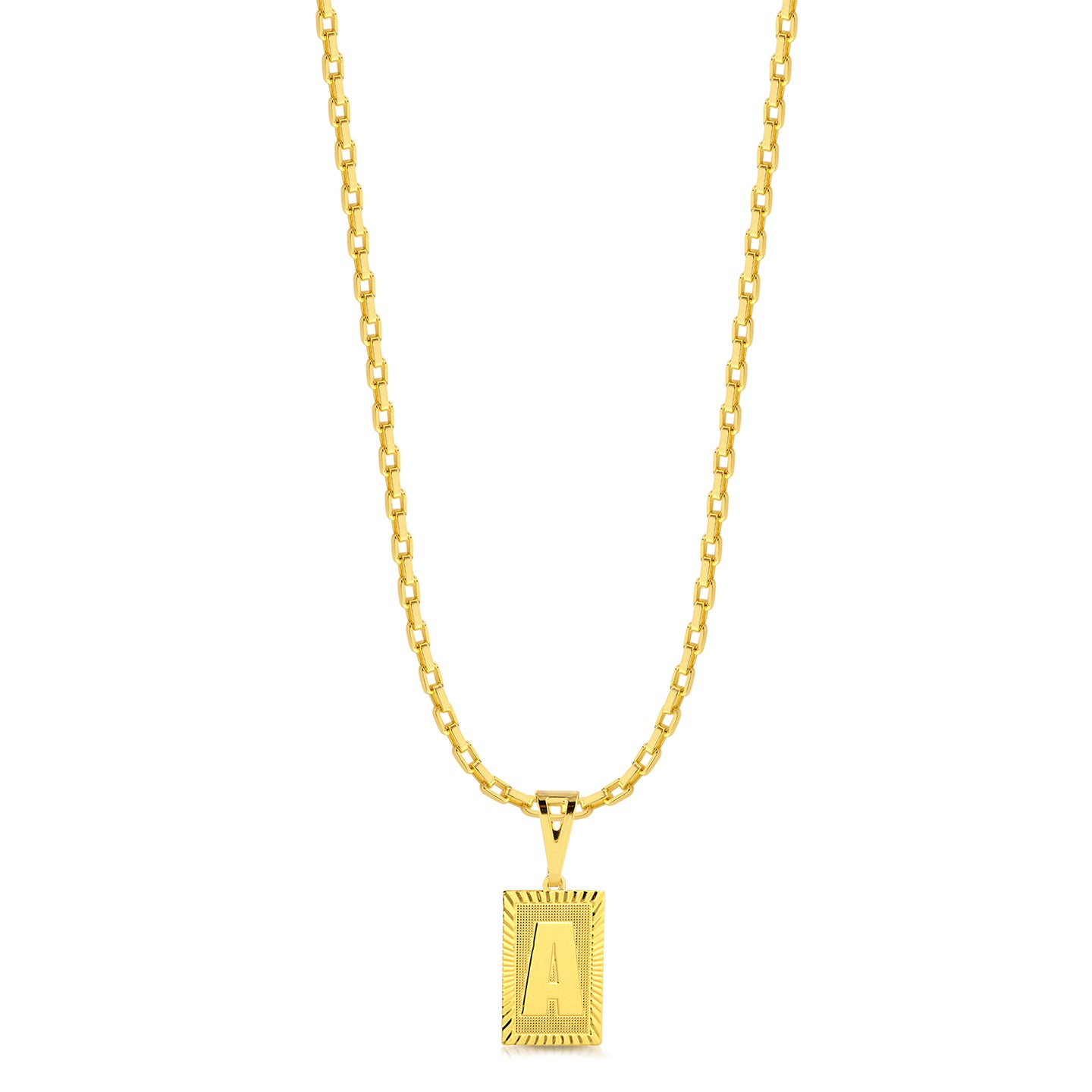 Colar Plaquinha De Letra - Corrente Veneziana Banhado A Ouro 18k