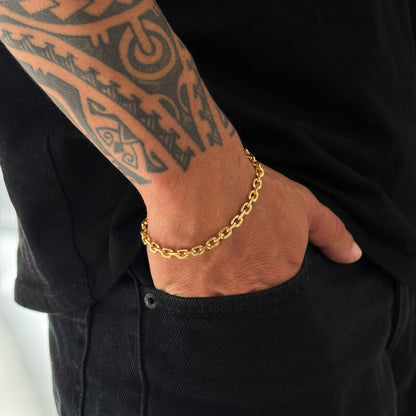 Pulseira Cadeado 5mm 14gr Fecho Bomba Banhado A Ouro 18k