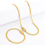 Kit Corrente e Pulseira Grumet 4mm Fecho Duplo Banhado A Ouro 18k