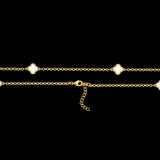 Kit Corrente e Pulseira Elo Português 2mm Trevo Safira Banhado A Ouro 18k