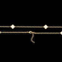 Kit Corrente e Pulseira Elo Português 2mm Trevo Safira Banhado A Ouro 18k