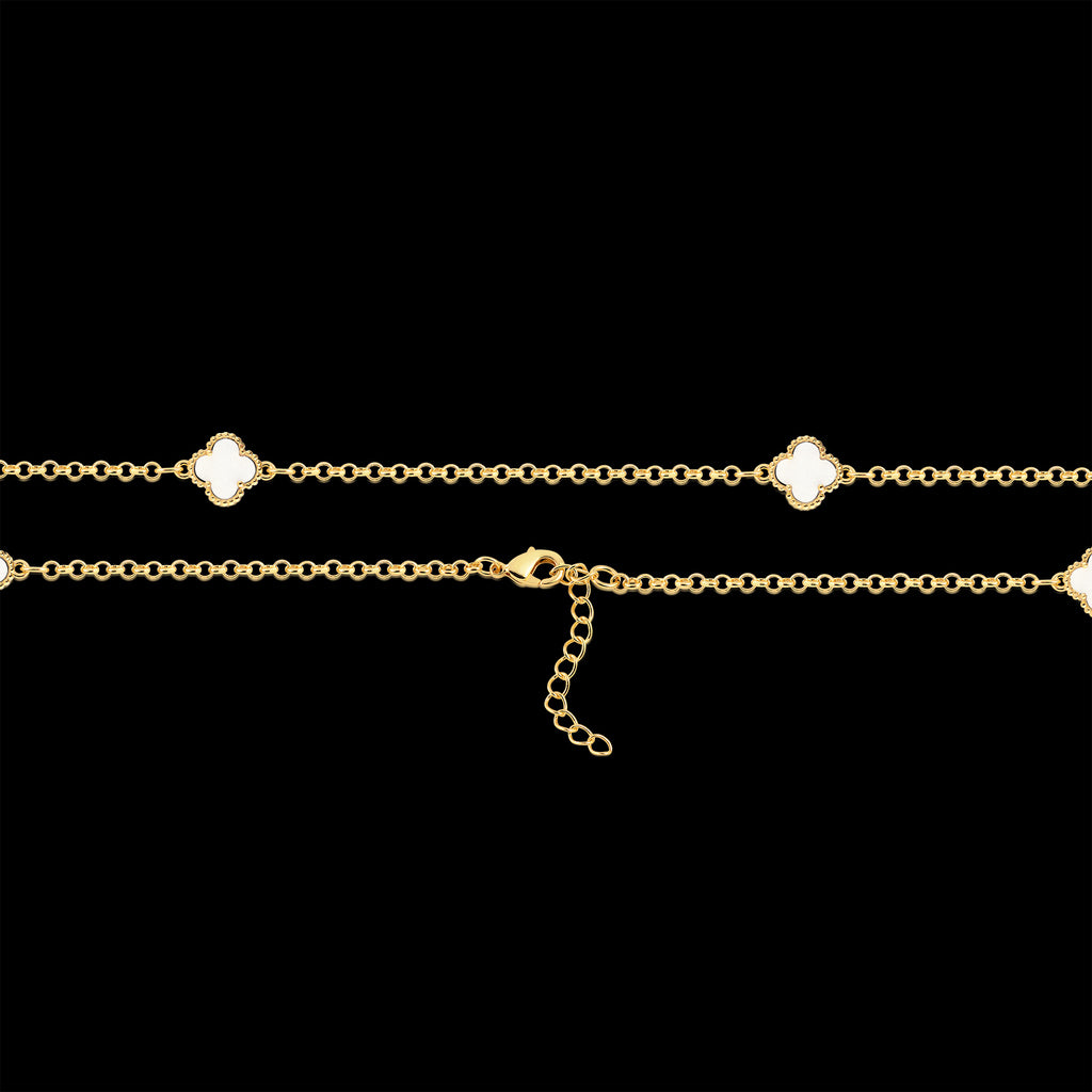 Kit Corrente e Pulseira Elo Português 2mm Trevo Safira Banhado A Ouro 18k