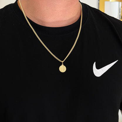 Colar Medalha De São Bento - Corrente Lacraia Banhado A Ouro 18k