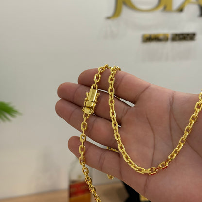 Corrente Cadeado 5mm 38gr Fecho Bomba Banhado A Ouro 18k