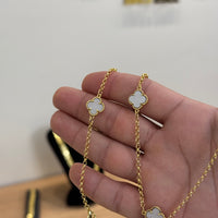Corrente Elo Português 2mm Trevo Safira Banhado A Ouro 18k