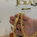 Corrente Cadeado 8mm 94gr Fecho Duplo Banhado A Ouro 18k