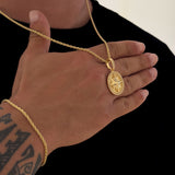 Colar Medalha Rosa Dos Ventos Cravejado P - Corrente e Pulseira Baiana Banhado A Ouro 18k