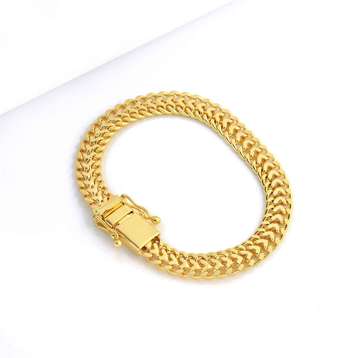 Pulseira Grumet Dupla 9mm 19gr Fecho Duplo Banhado A Ouro 18k