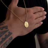 Escapulário Cadeado 1,5mm Alfa Ômega 7gr 70cm Banhado A Ouro 18k