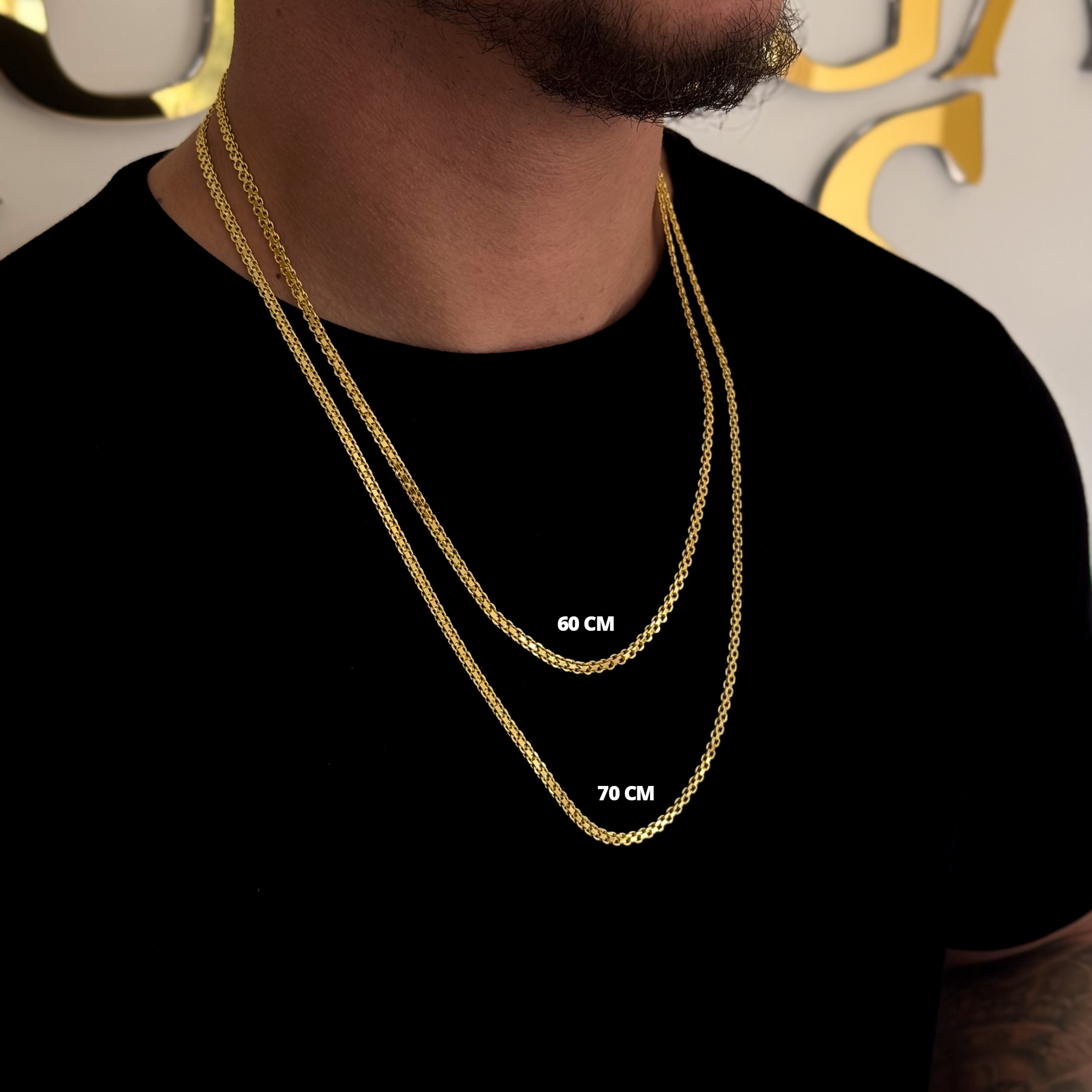 Corrente Cadeado Duplo 4mm 15gr Fecho Duplo Banhado A Ouro 18k