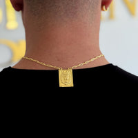 Escapulário Cadeado Alongado Leão De Judá 2mm 16gr 70cm Banhado A Ouro 18k