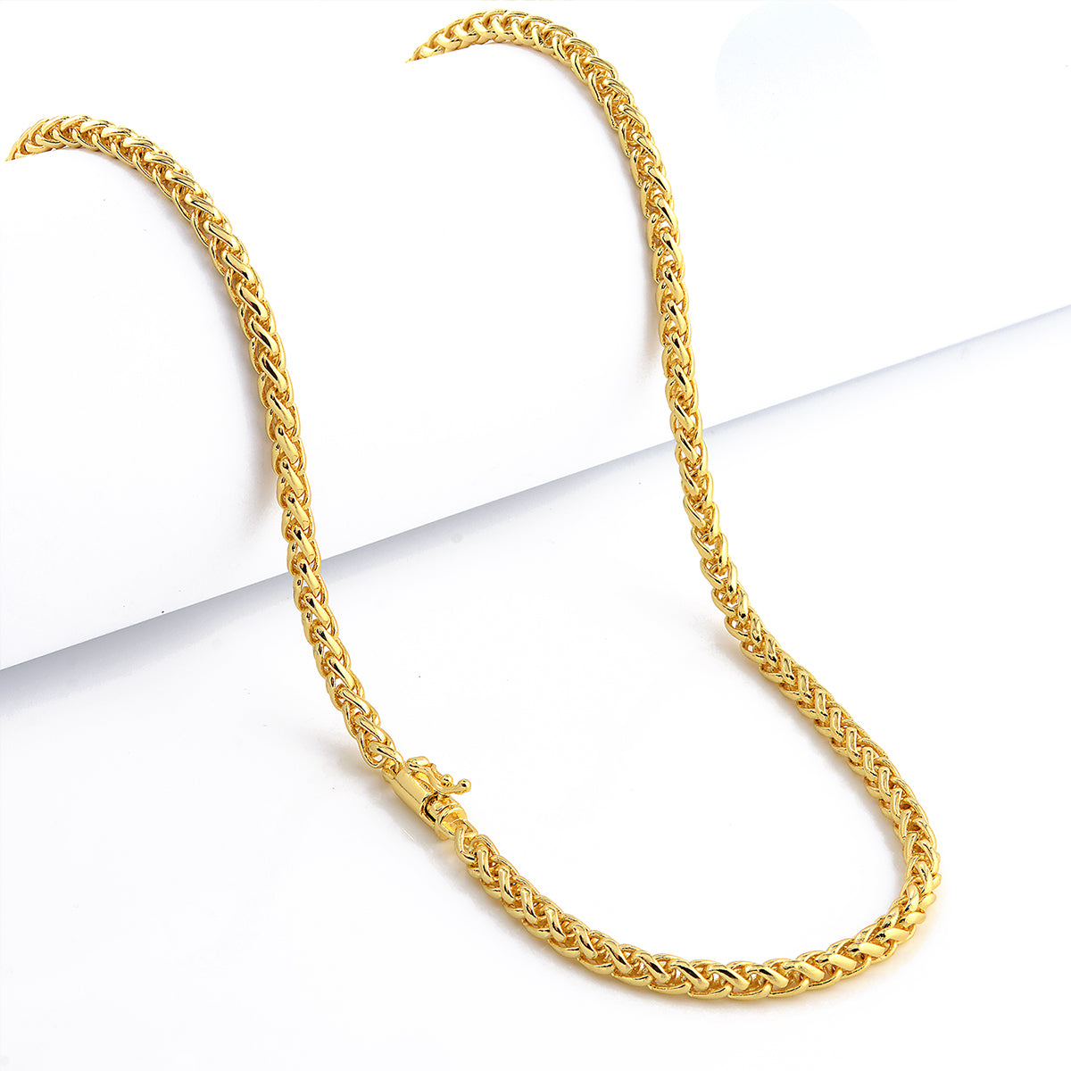 Corrente Palmeira 3mm 37gr Fecho Bomba Banhado A Ouro 18k