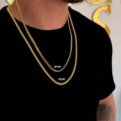 Kit Corrente e Pulseira Grumet Dupla 5mm Fecho Duplo Banhado A Ouro 18k