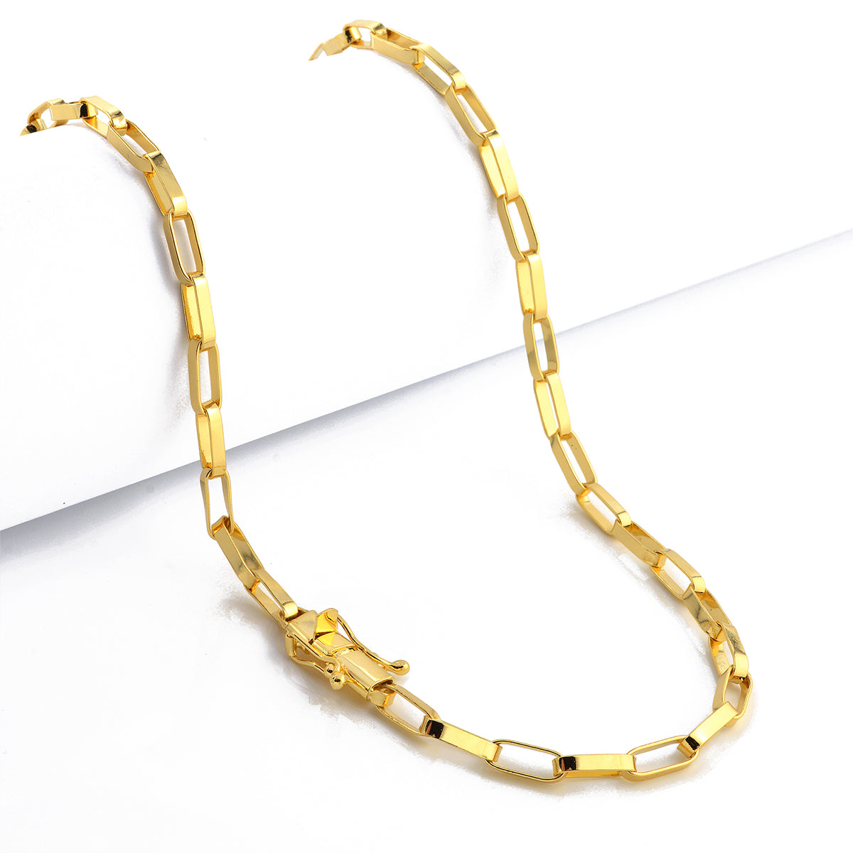Corrente Elo Alongado 5mm 18gr Fecho Duplo Banhado A Ouro 18k