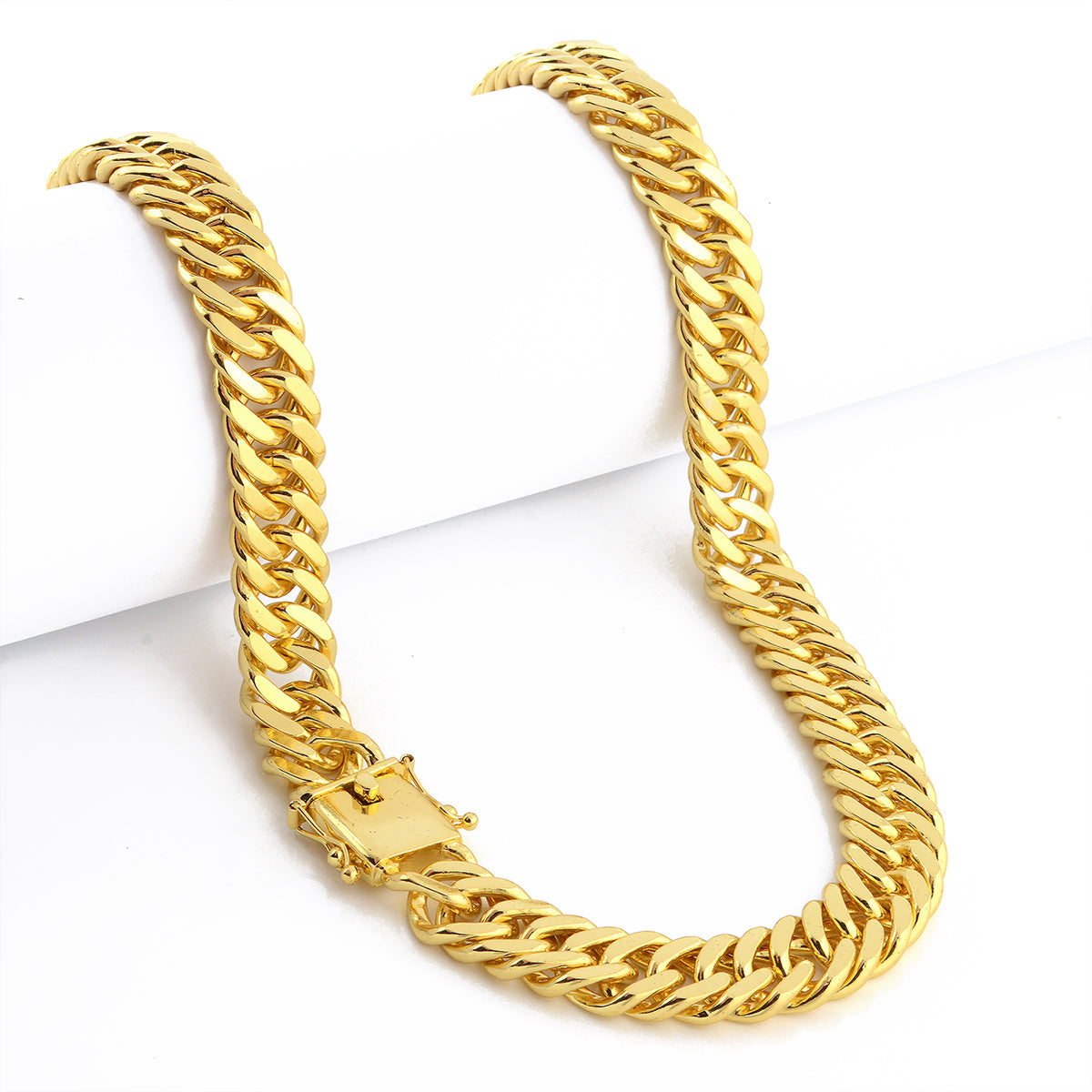 Corrente Lacraia 13mm 178gr Fecho Duplo Banhado A Ouro 18k